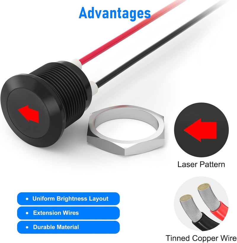 Linkstyle 2PCS 12V LED Indicator Light, 1/2" Panel Cutout Signal Indicator, Signal Lamp Light with 300MM Wires Waterproof, Red - Image 4